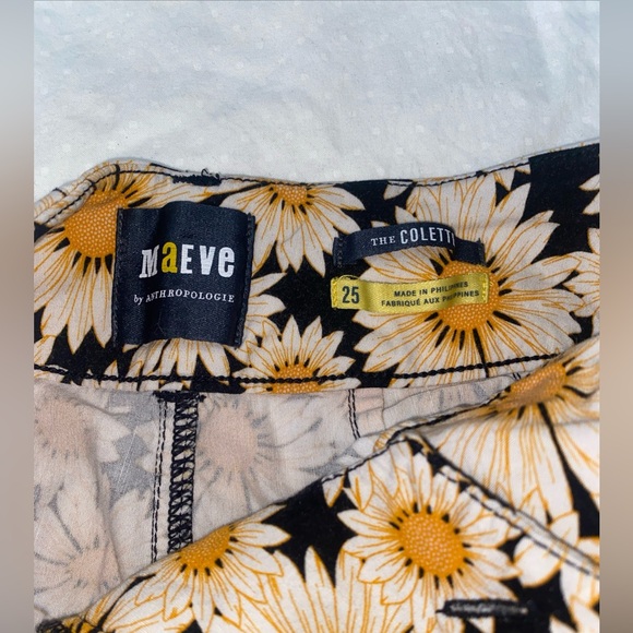 Anthropologie Maeve Size 25 The Colette Crop Wide-Leg Pants Daisy Print - Picture 5 of 10